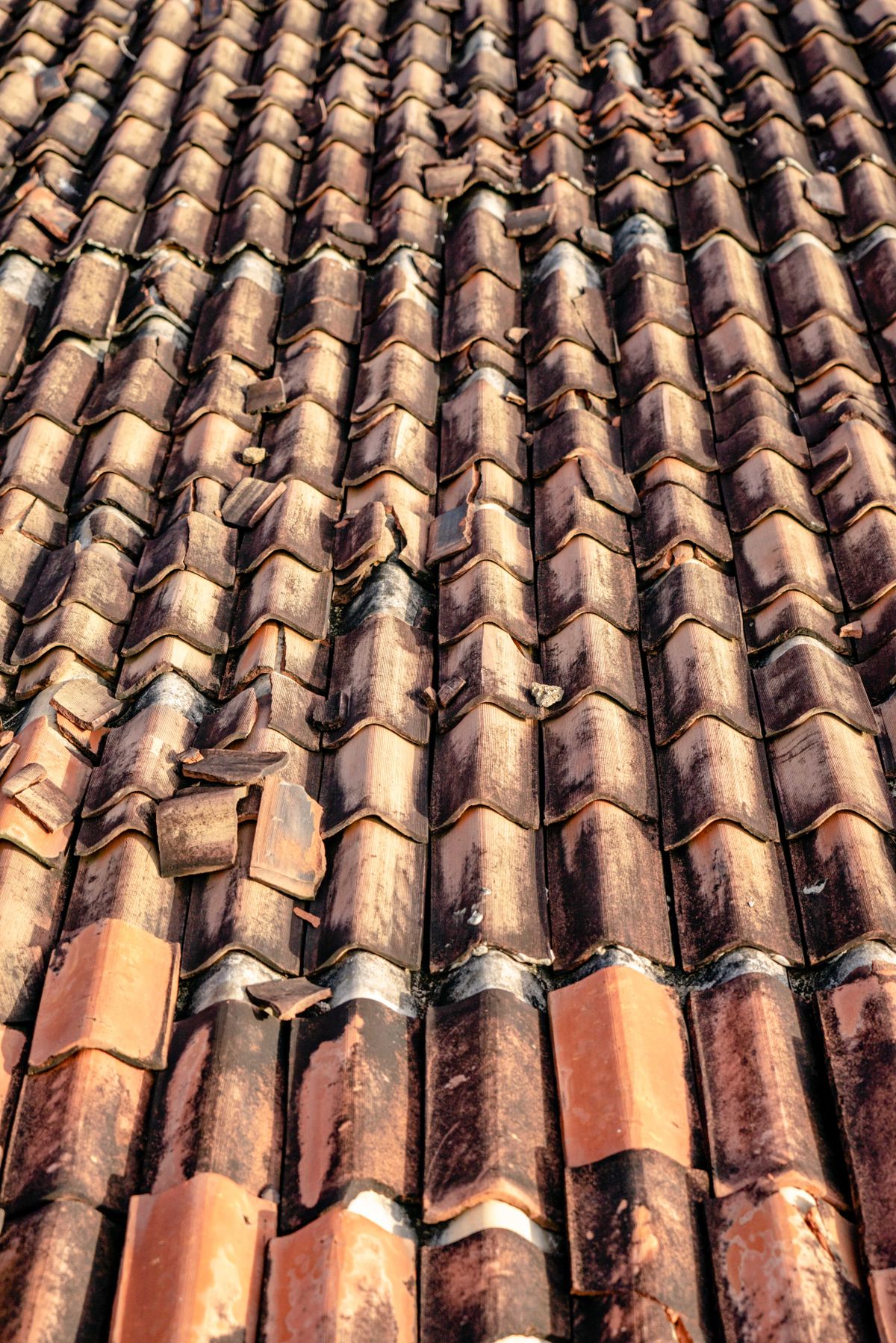 Weathered roof before repair